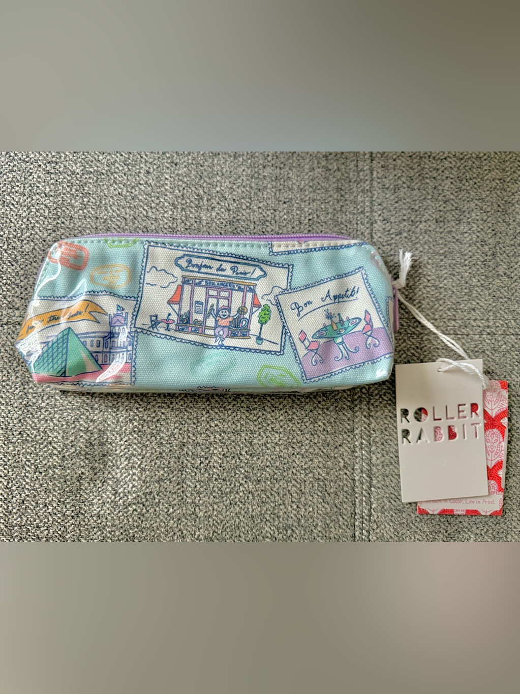 Roller Rabbit Make Up Bag Paris  Brand New